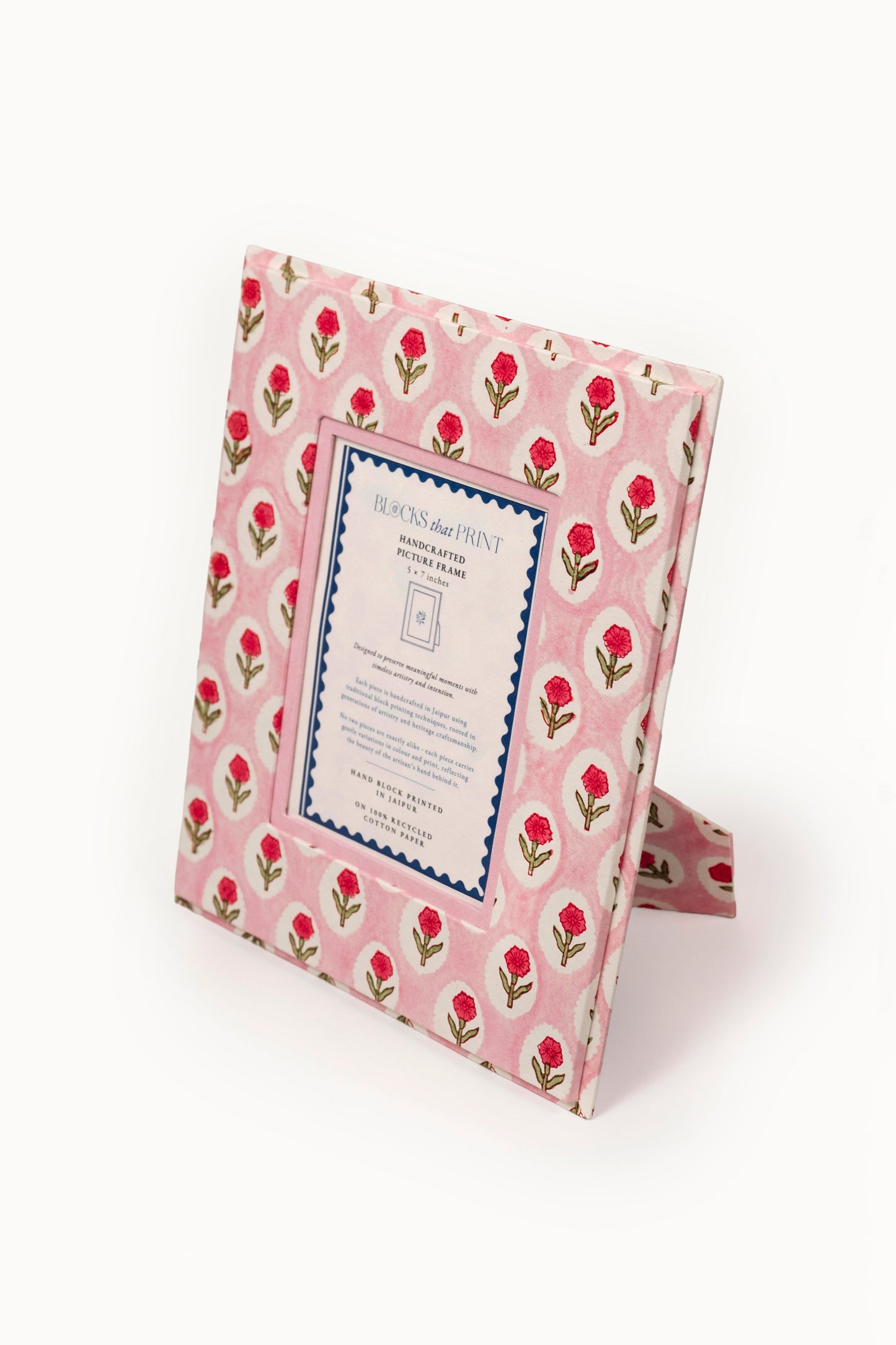 Large Block Print Photo Frame (5 x 7)  - Tea Rose