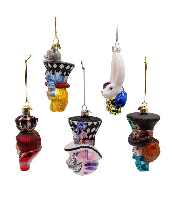 5" Noble Gems Alice Glass Character Ornament Set of 5