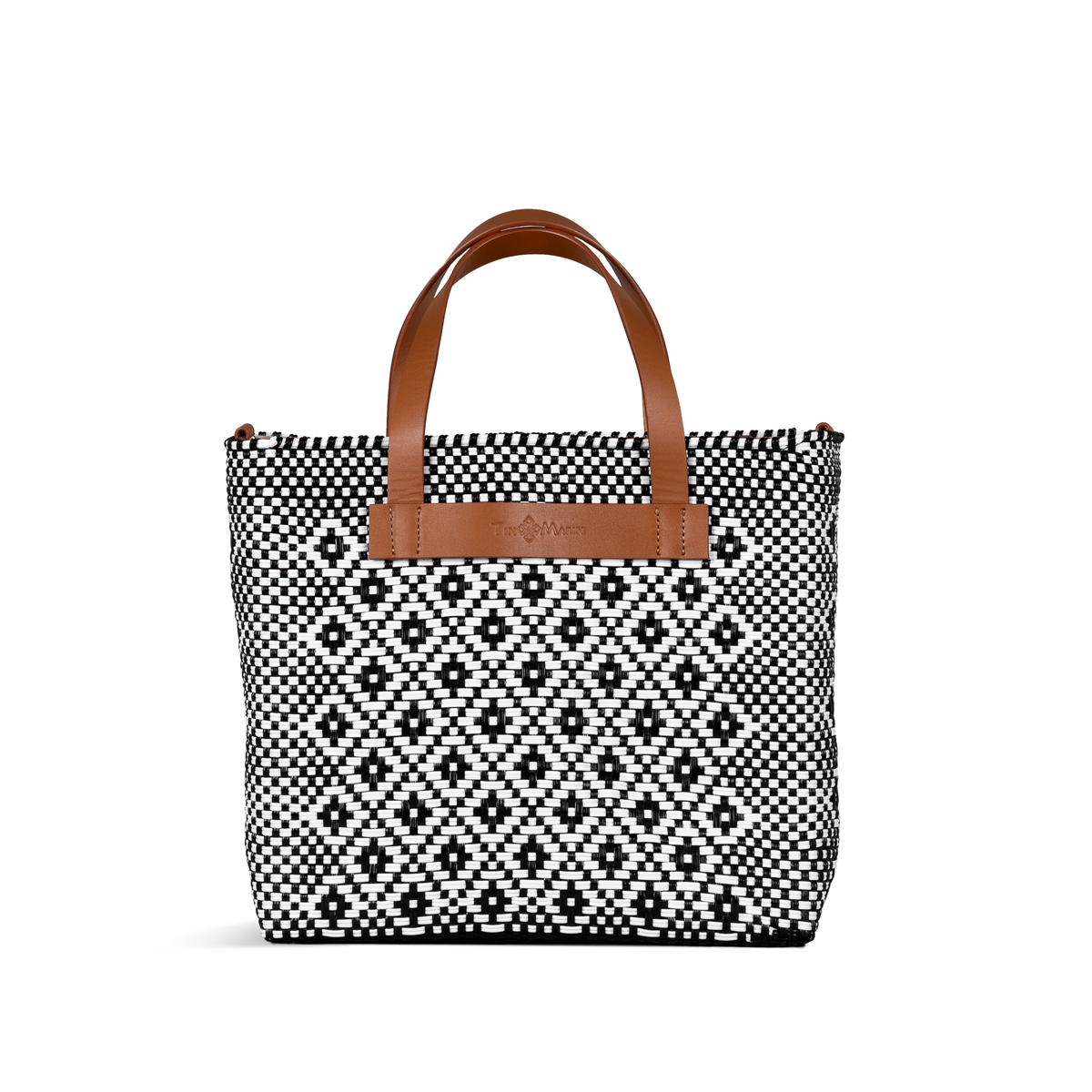Panda Large Woven Crossbody Bag with Leather