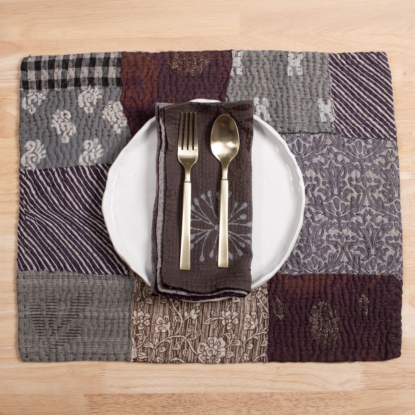 Ombre Patch Handmade Placemat - Chocolate (Set of 2)