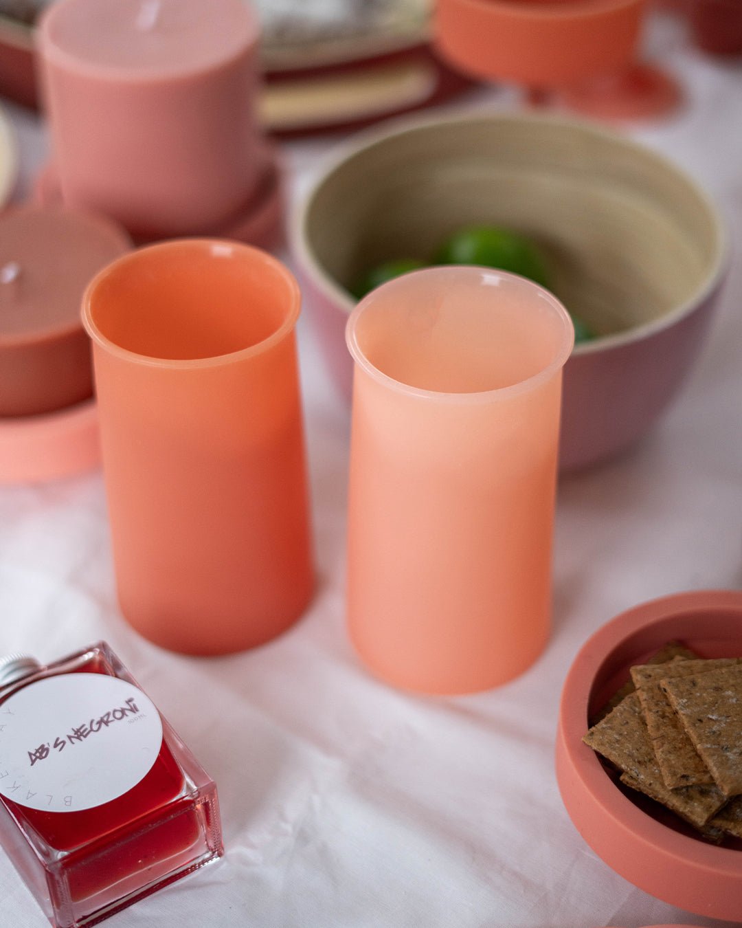 terra + peach | stegg | silicone unbreakable highball glasses