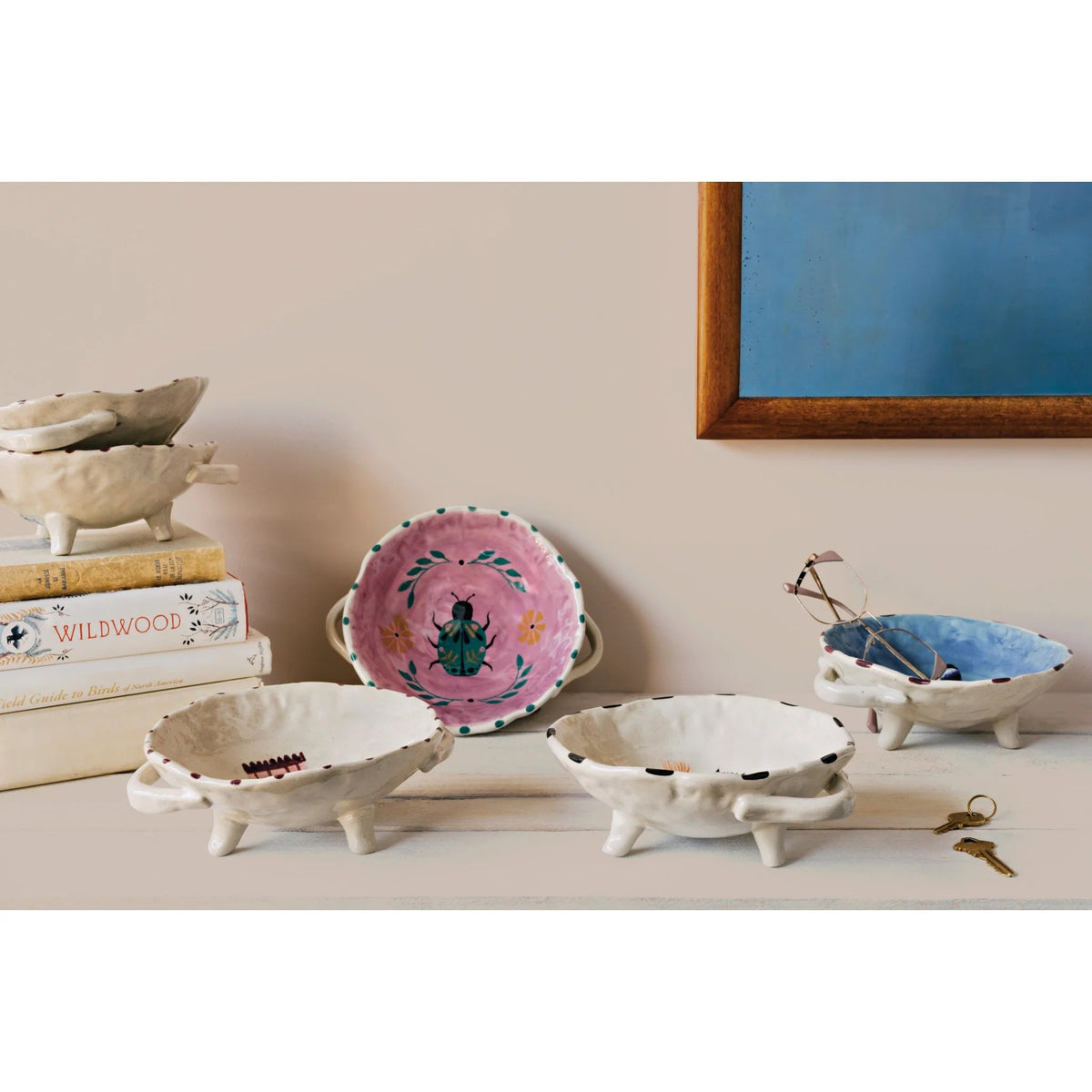 Set of 2 Catbloom Footed Bowl