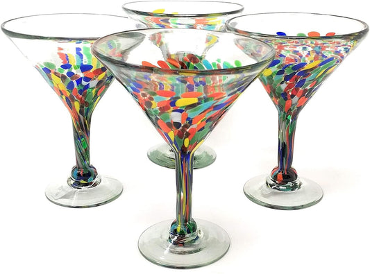 Confetti Carmen Design Margarita Glasses - Martini Style - Set of 4