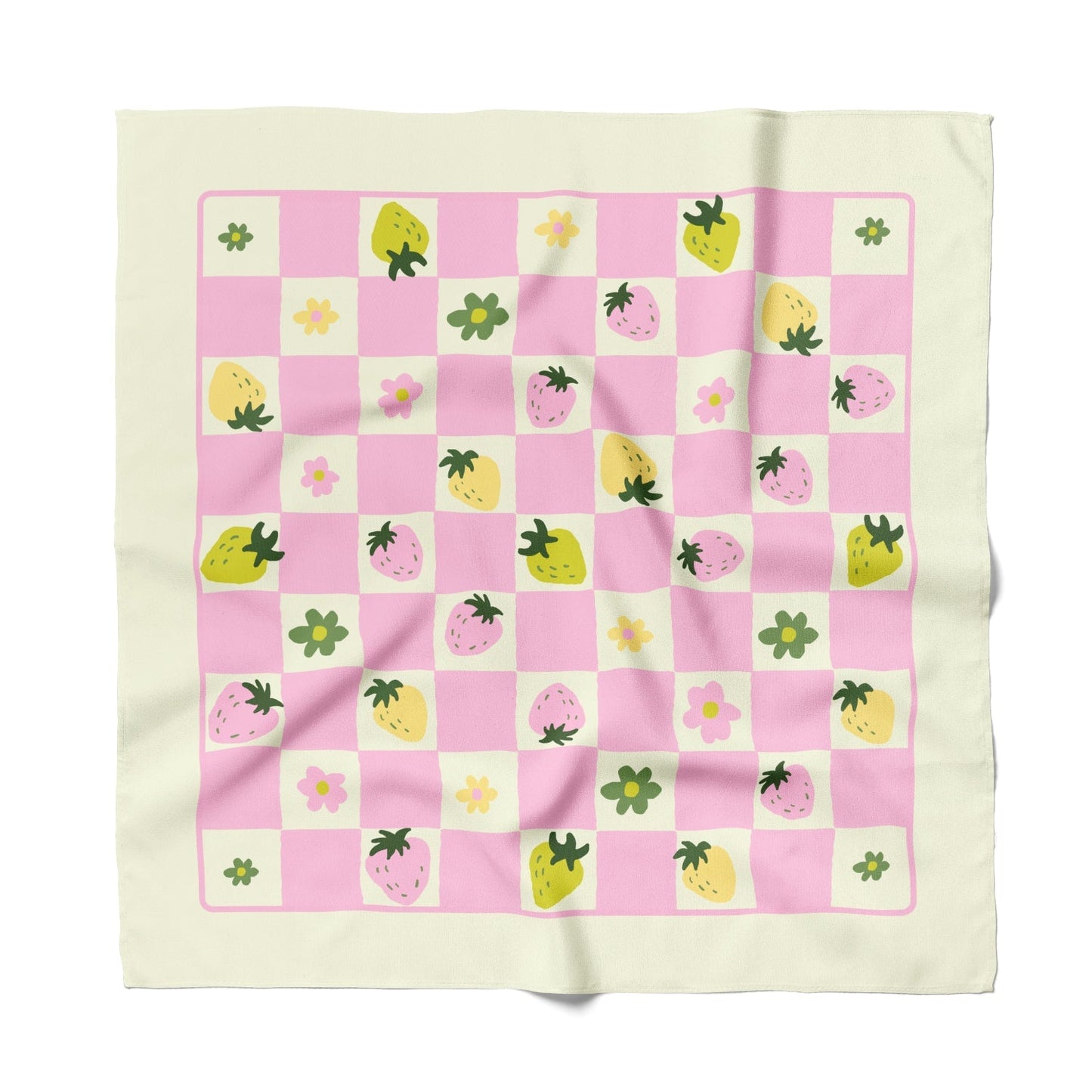 Strawberry Checkers Cotton Silk Bandana