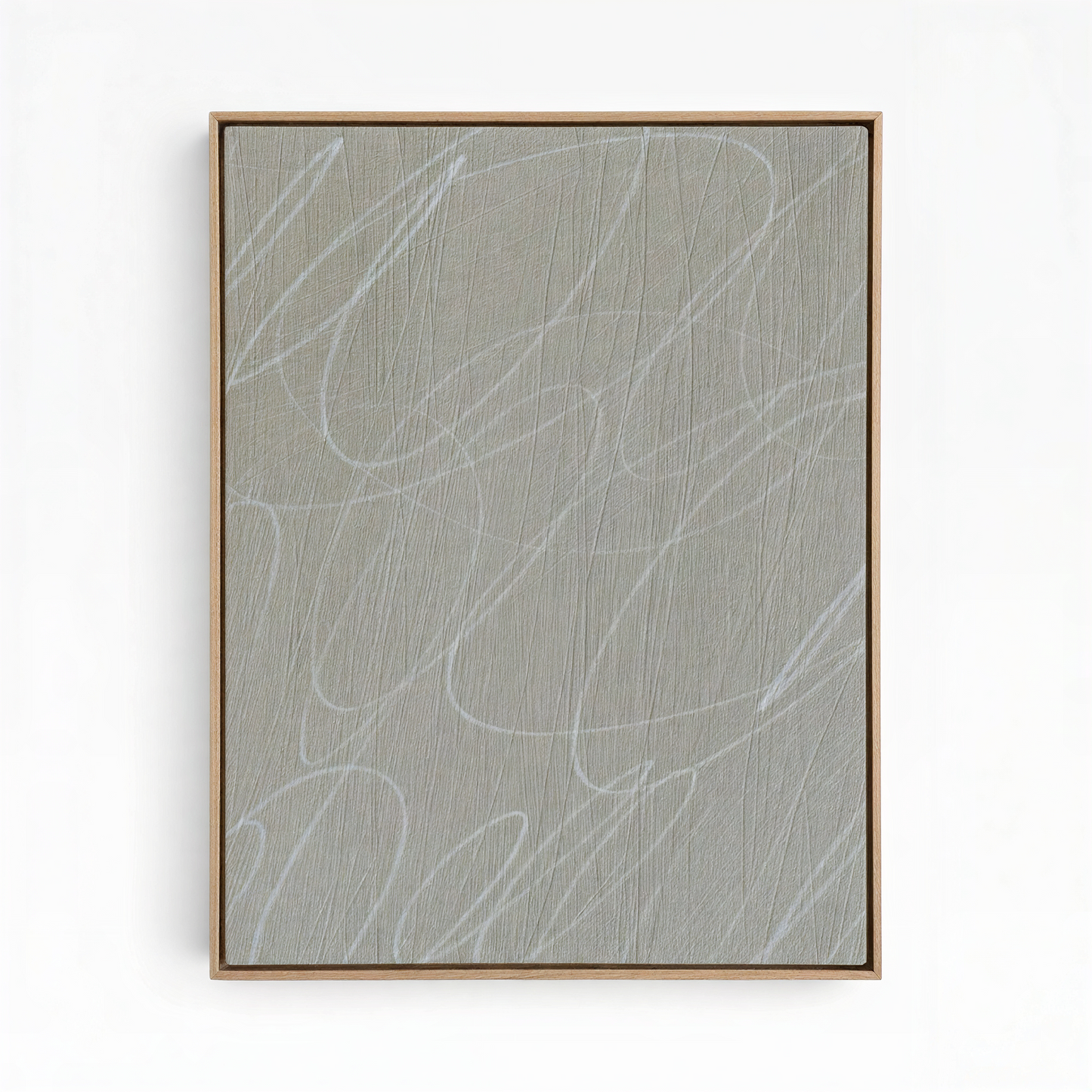 Gestural Marks in Fog Framed Canvas Wall Art