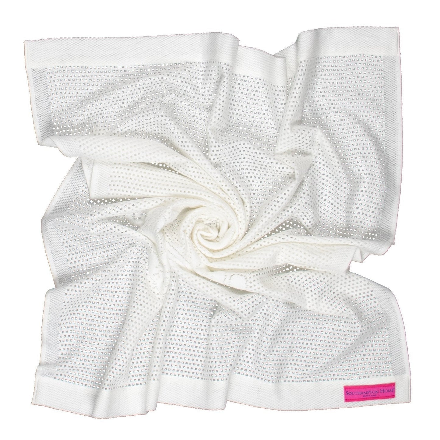 Southampton Home Lace Weave Teddy Bear Baby Blanket ~ White ~