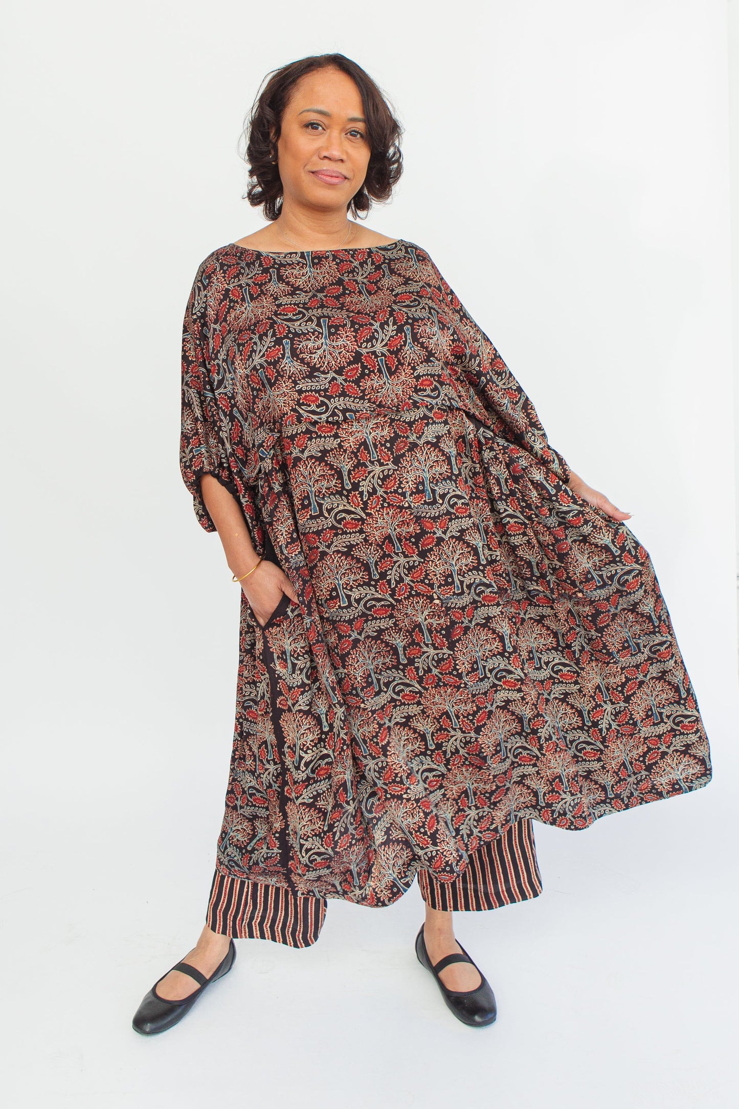 Ajrakh Block-Print Modal & Silk Crinkle Dress