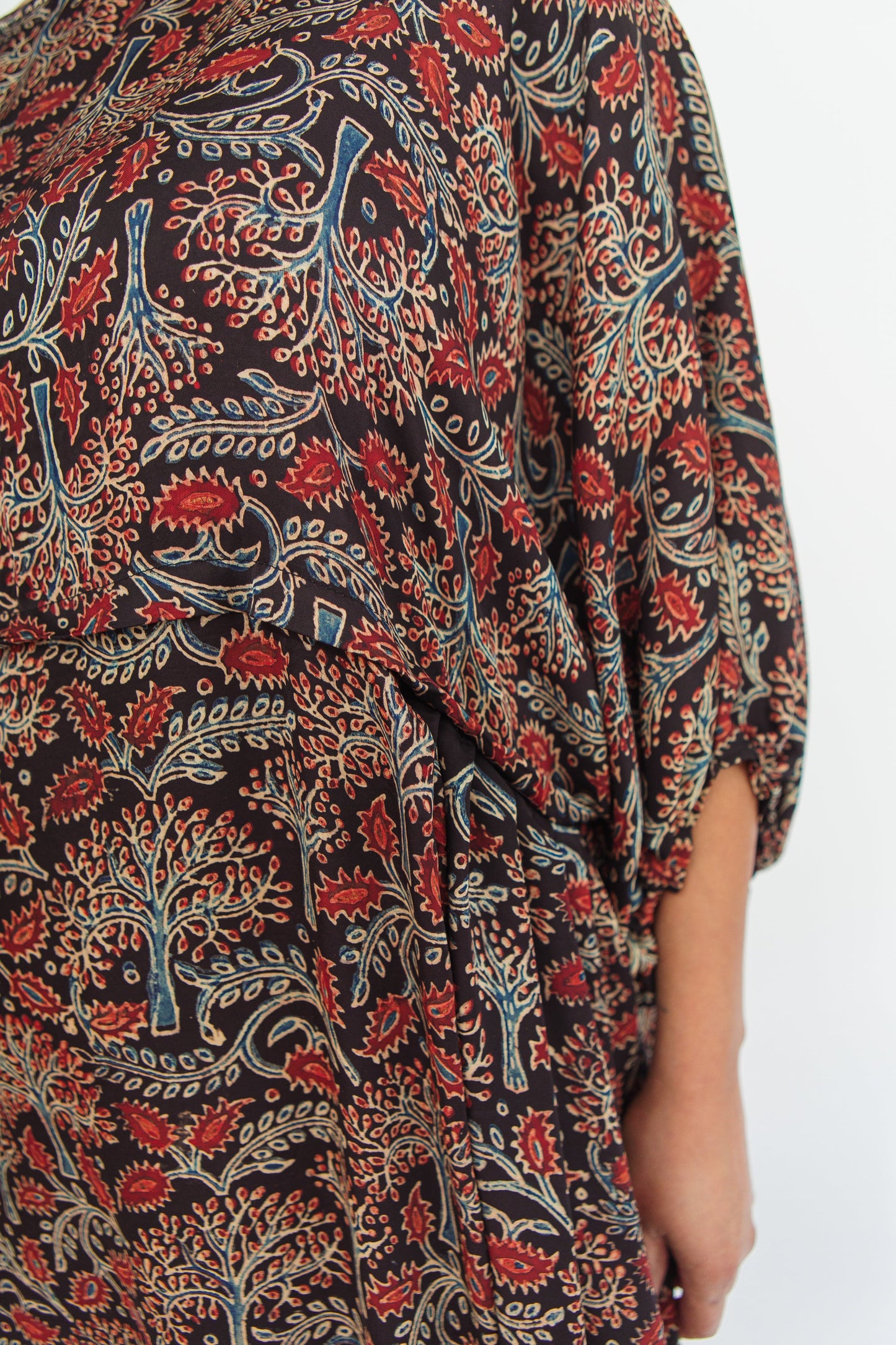 Ajrakh Block-Print Modal & Silk Crinkle Dress