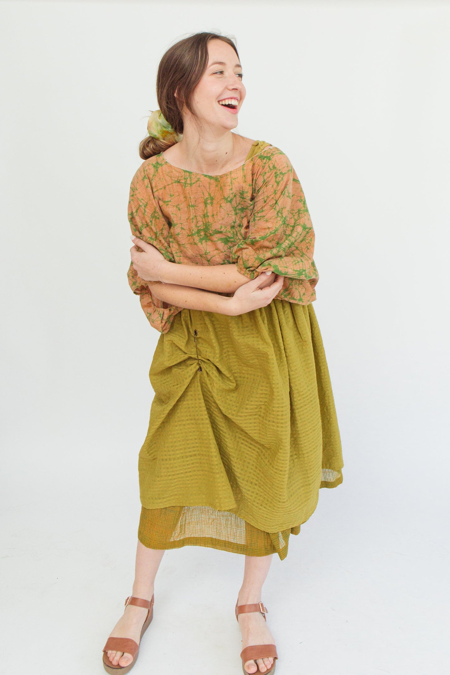 Hand-Batik Artisan Handwoven Cotton Crinkle Crop Blouse