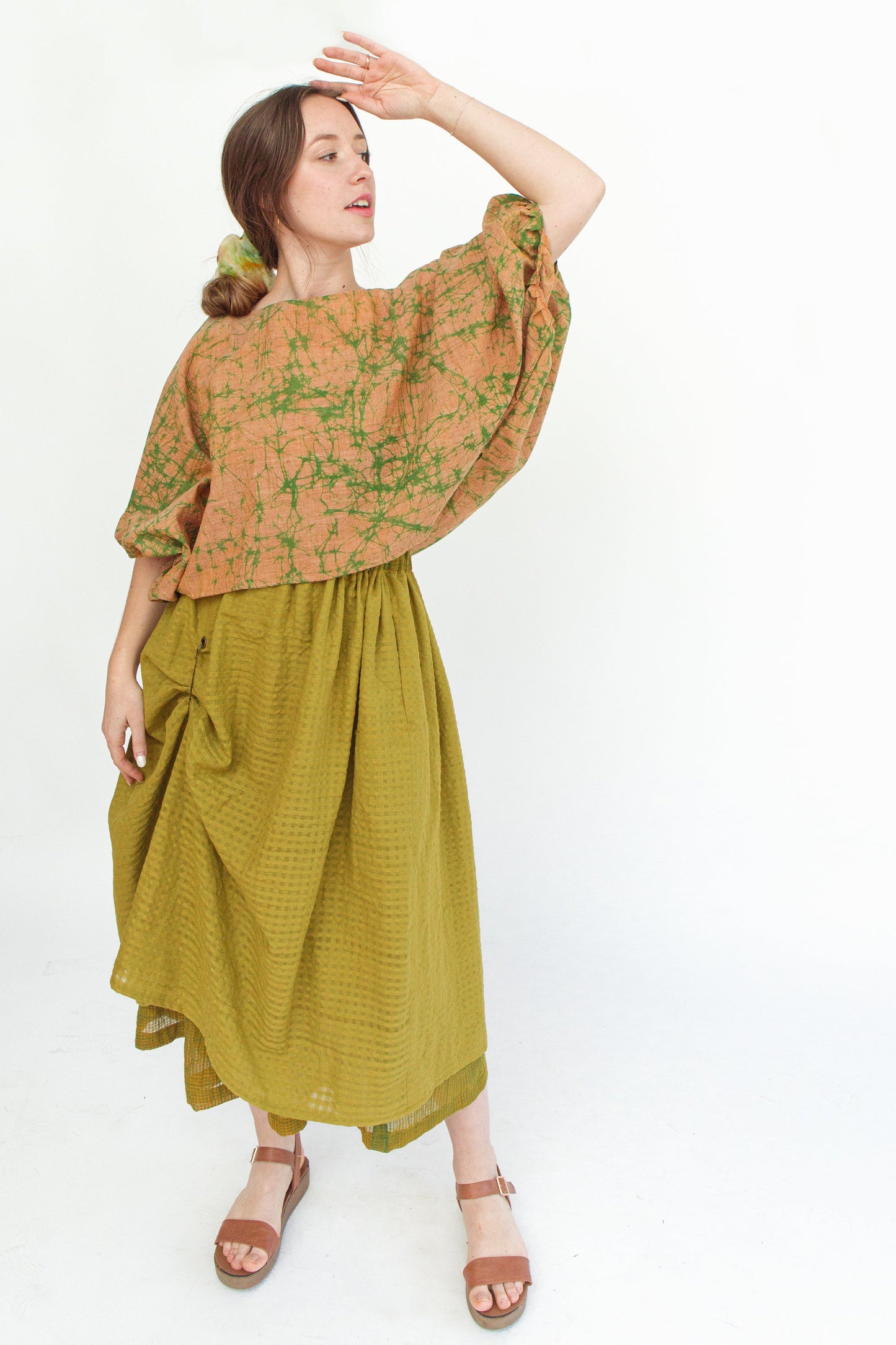 Hand-Batik Artisan Handwoven Cotton Crinkle Crop Blouse