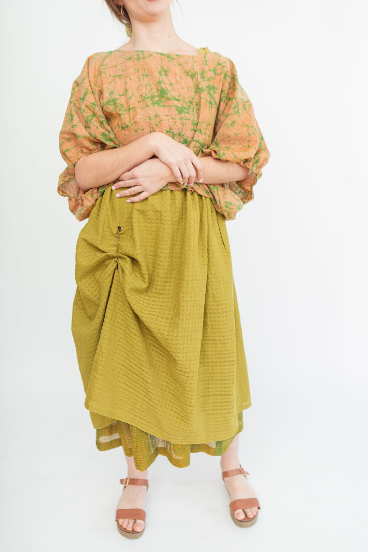 Hand-Batik Artisan Handwoven Cotton Crinkle Crop Blouse