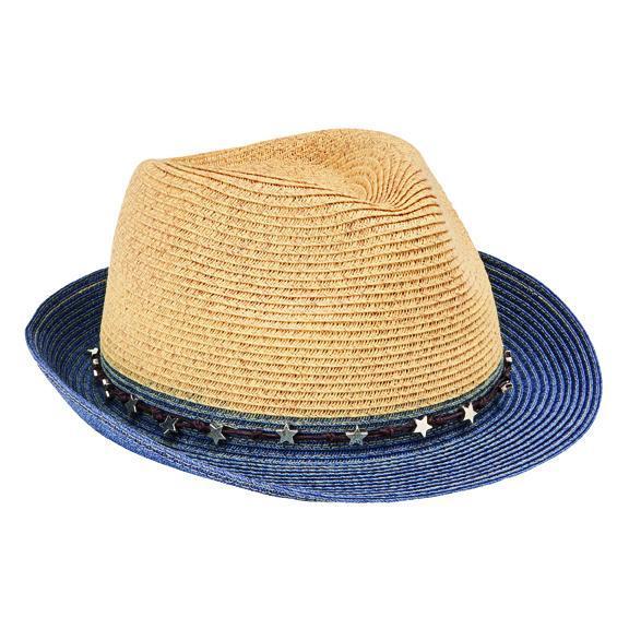 Women's ultrabraid fedora with colorblock brim and star trim