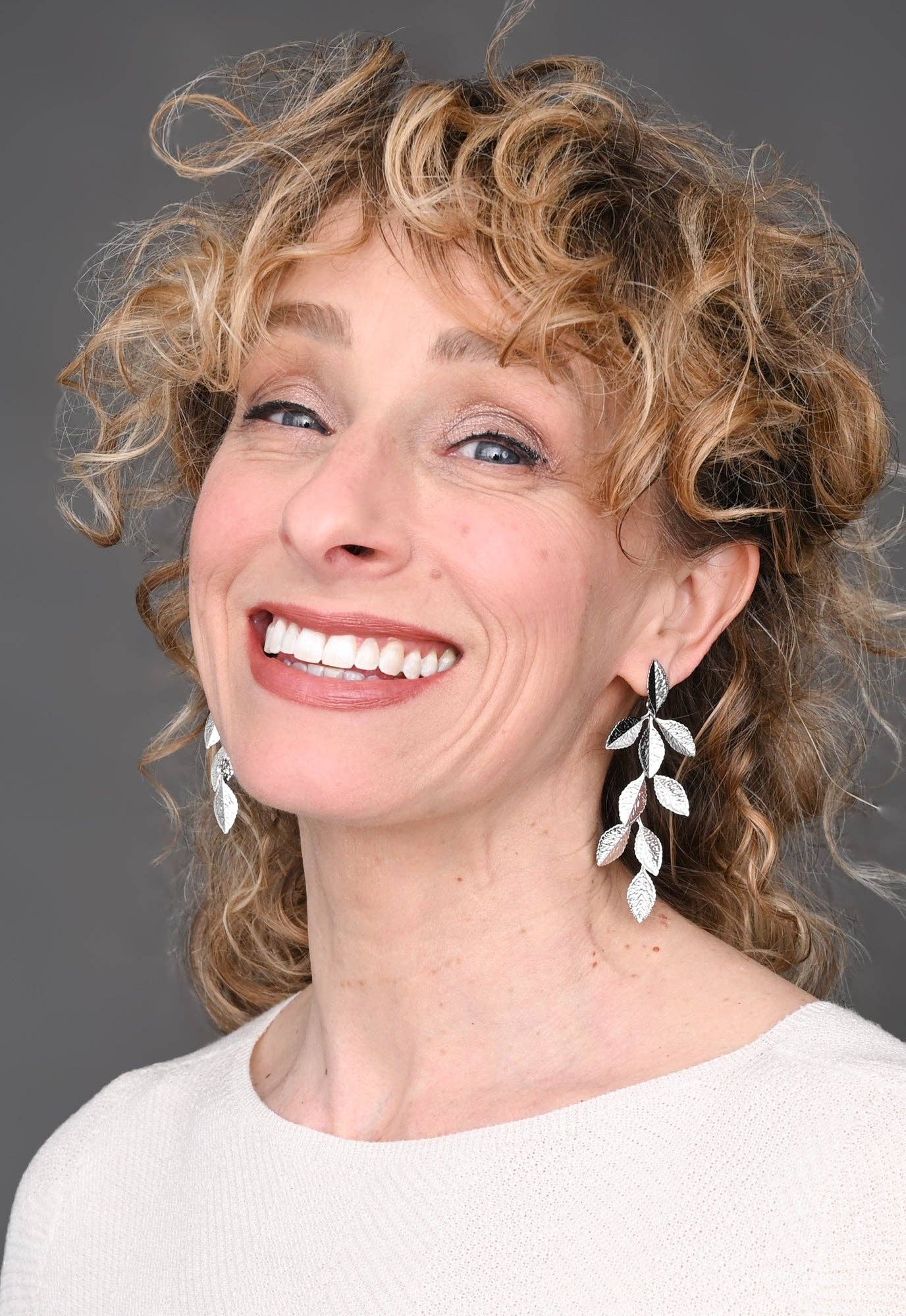 Cascade Leaf Earrings in Platinum