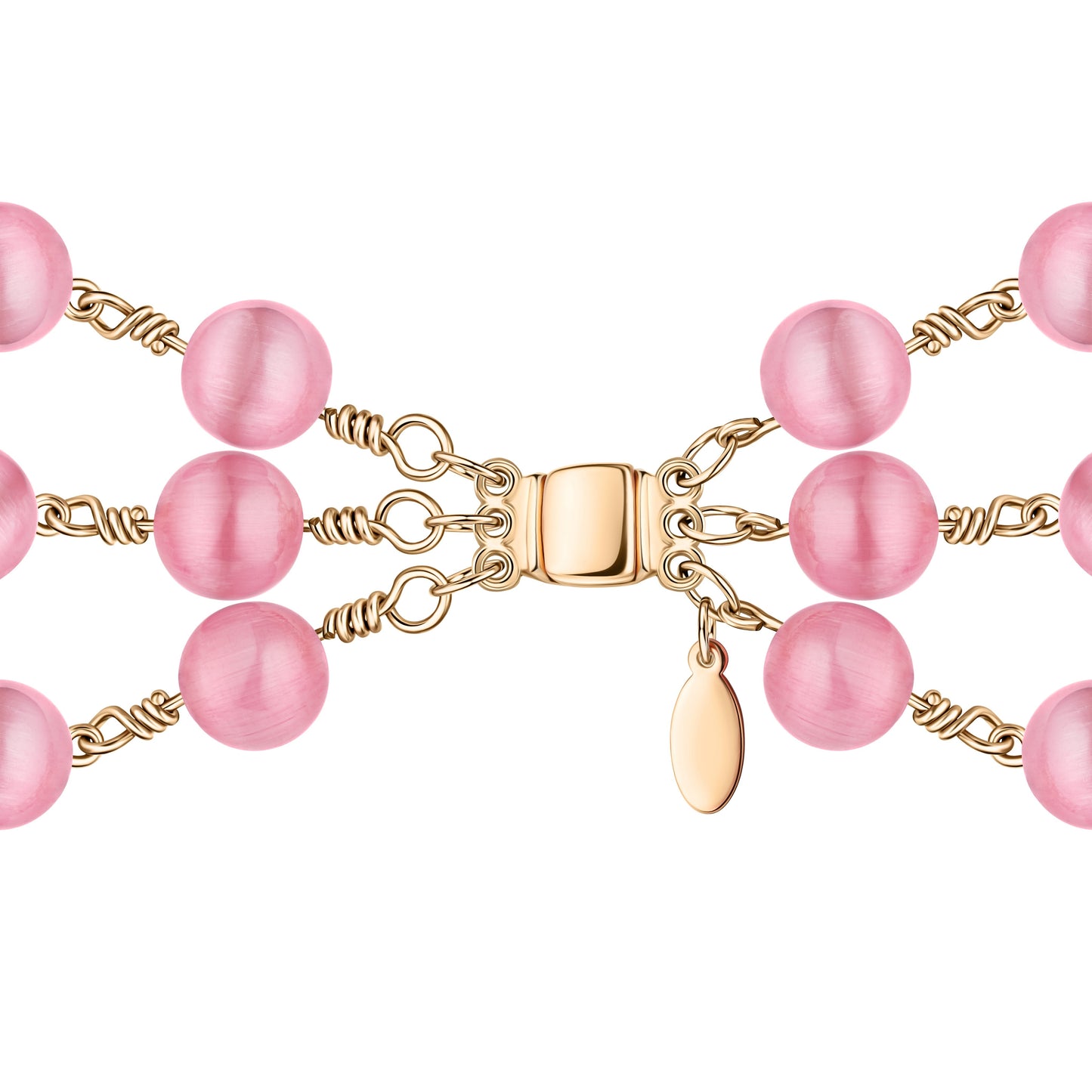 Rosado Pink Glass Bead 3-Strand Bracelet | Magnetic Clasp