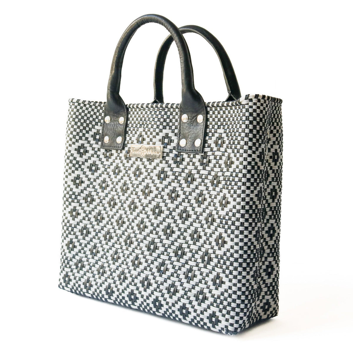 Panda Large Woven Crossbody Bag with Leather