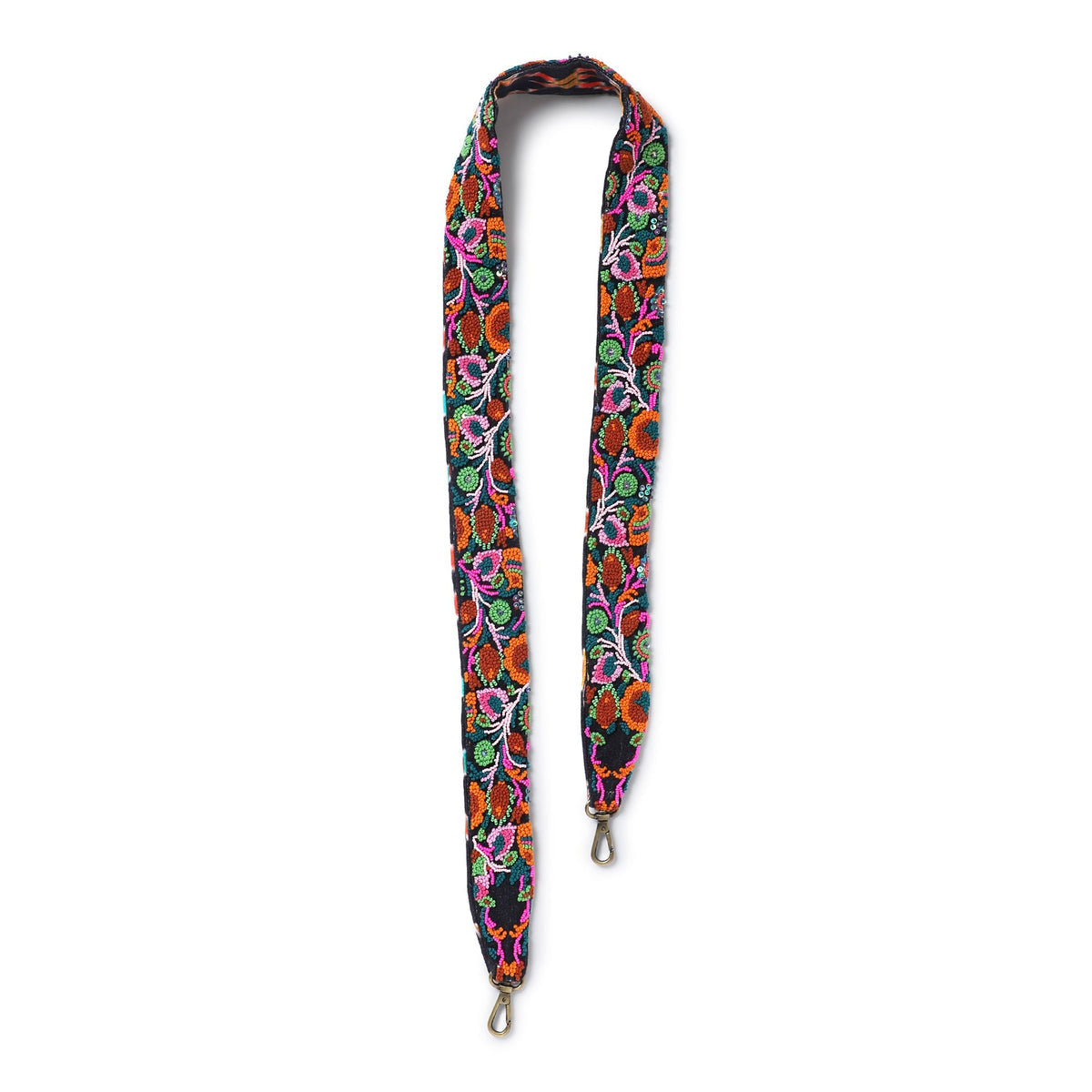 Floral Embroidered Strap - Black