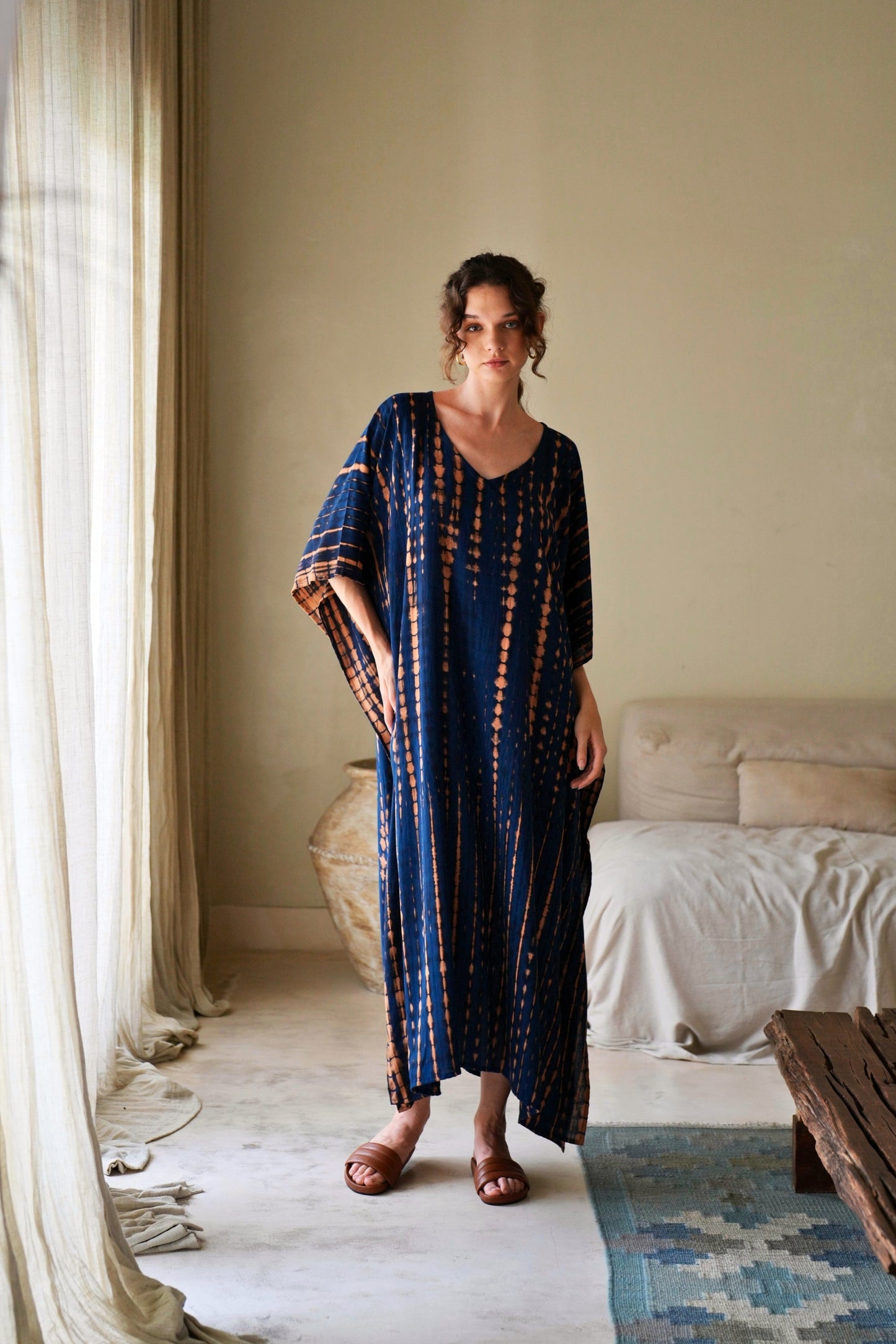 Natalie Kaftan Dress in Ocean Blue