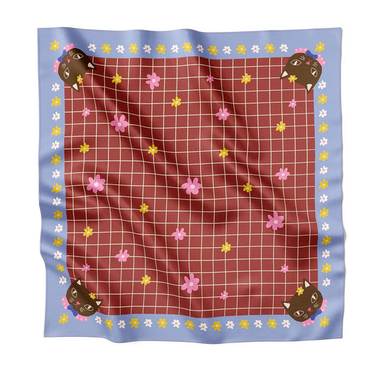 Chat au Chocolat Silk Medium Square Scarf