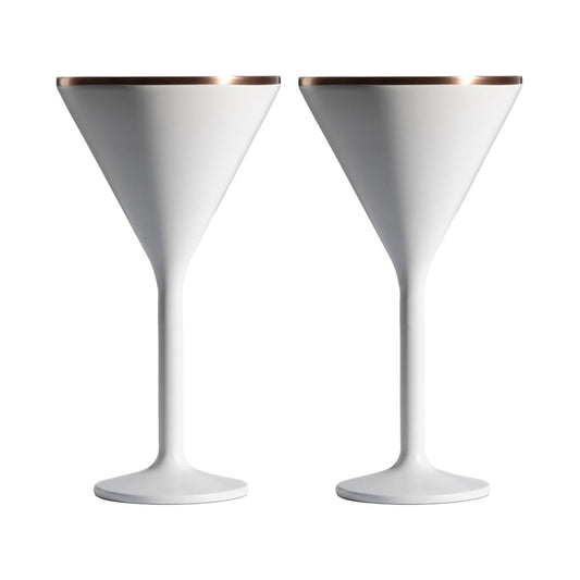 Stainless Steel Stemmed Martini Glass, Set of 2 - White