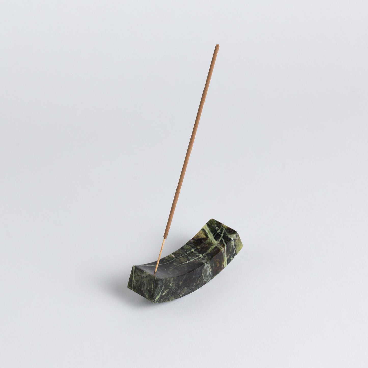Smile gemstone incense holder - serpentine green