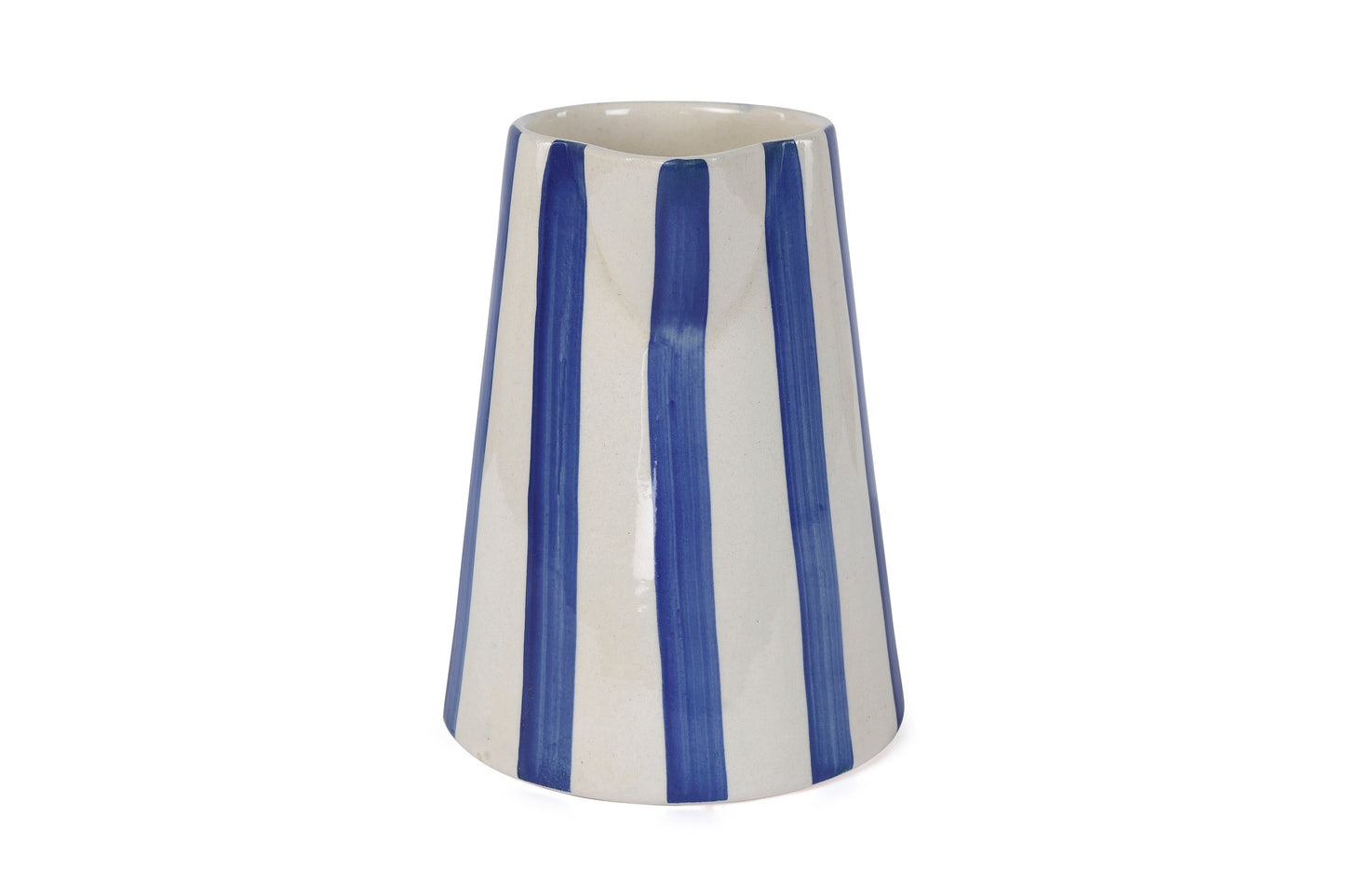 Ceramic Stripe Pitcher - Blue