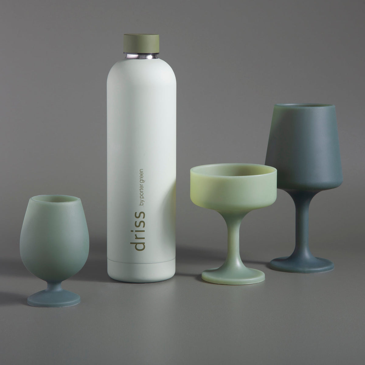 sage + olive | stemm | silicone unbreakable wine glasses