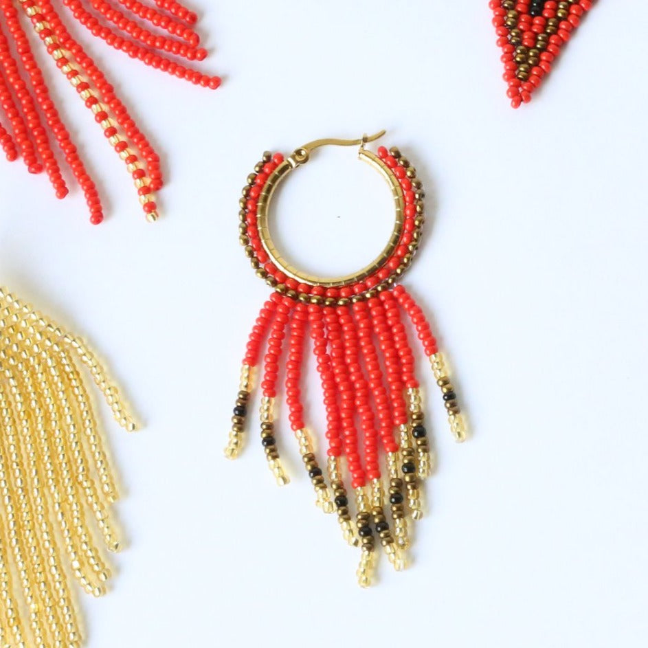 Fire Fringe Embera Earrings