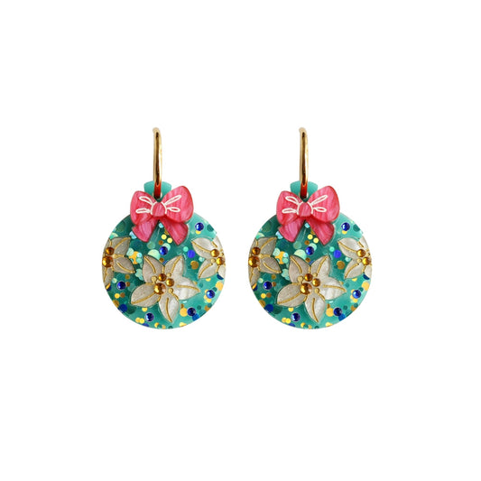 Floral Christmas Ornament Earrings by Laliblue