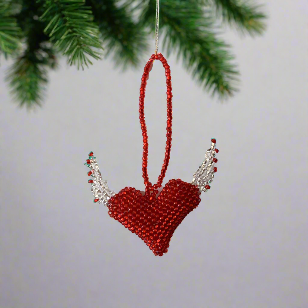 Flying Heart Seed Bead Artisan Made Ornament - Guatemala - Osadia Concept Store