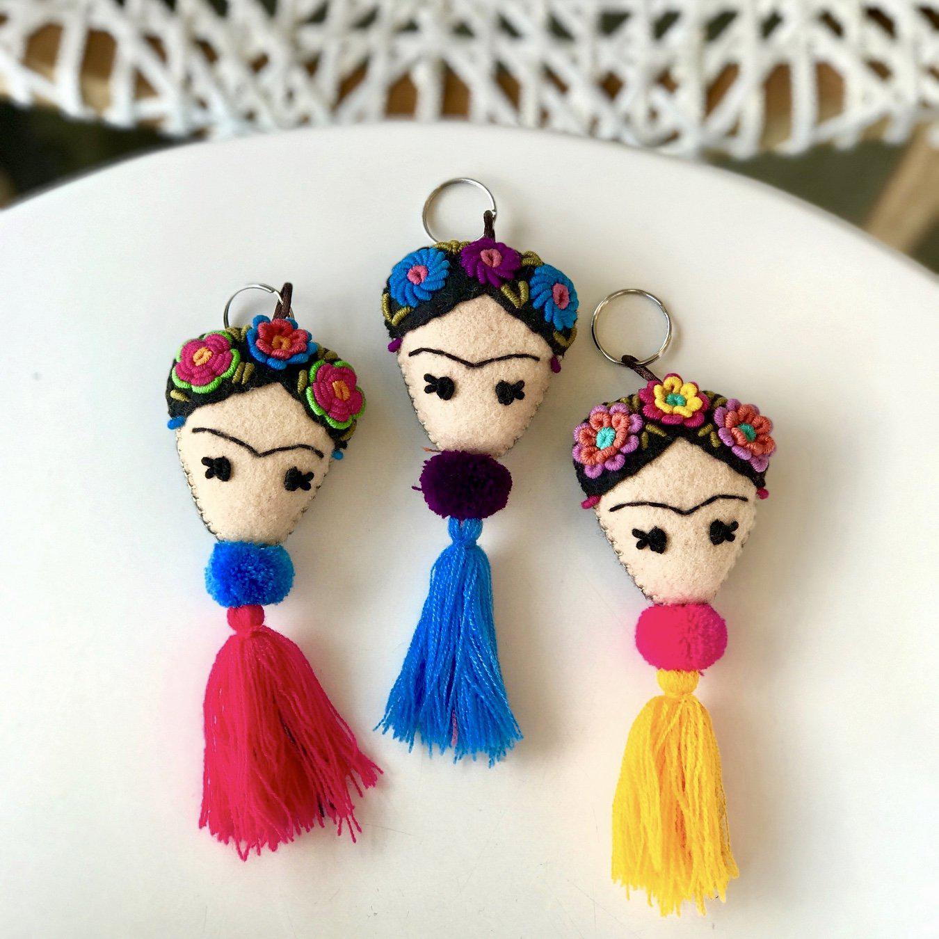 Frida Kahlo Embroidered Keychain / Zipper Pull - Mexico