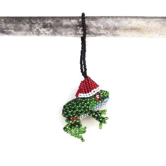 Santa Frog Seed Bead Ornament - Mexico - Osadia Concept Store