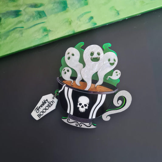 Gothic Ghost Teacup Necklace by Cherryloco Jewellery