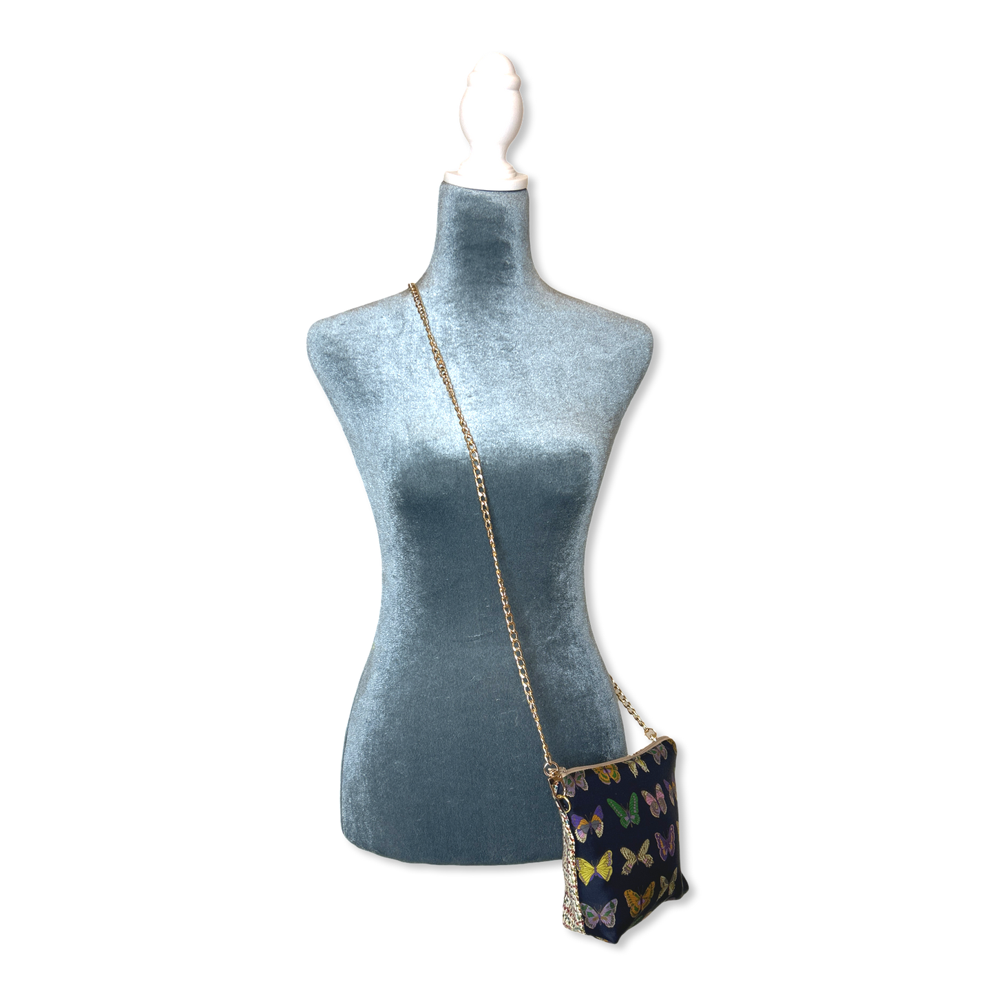 Farfalle Blue Vintage Scarf Crossbody Bag