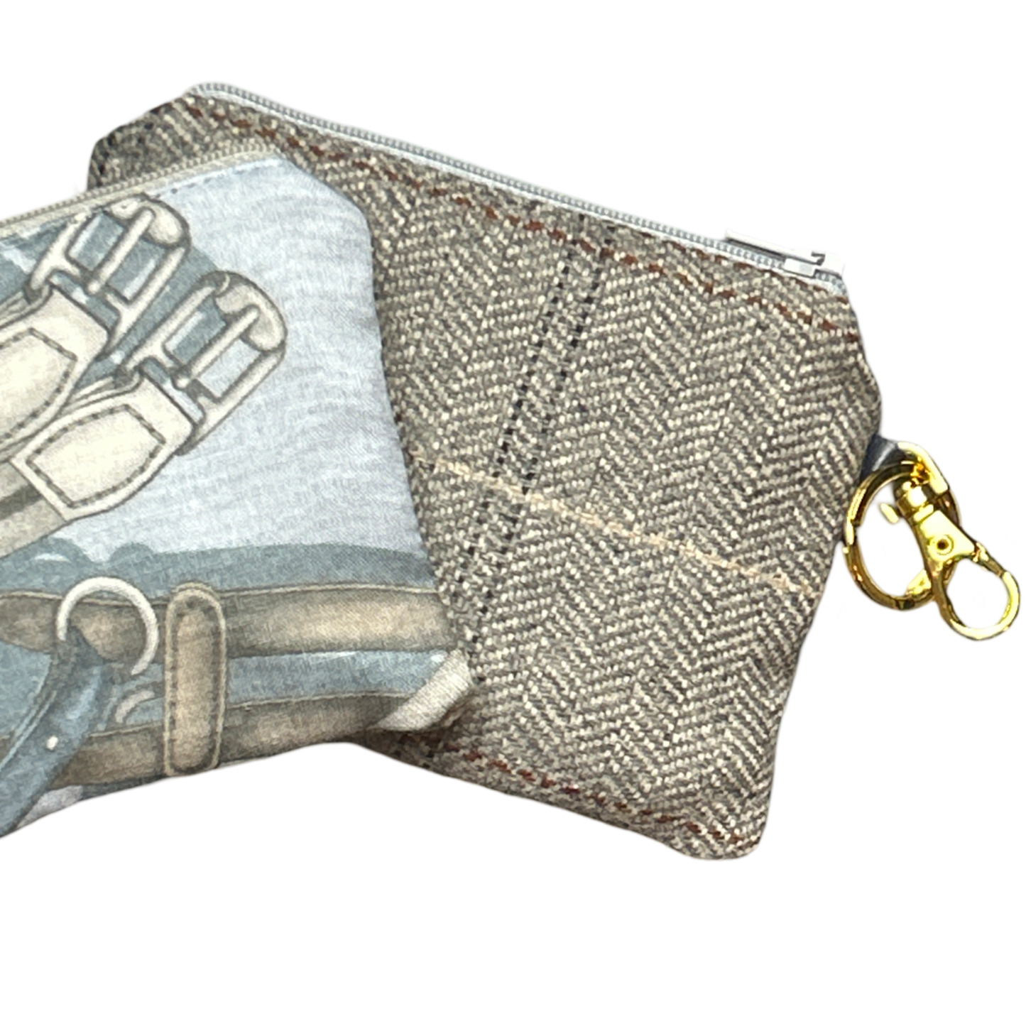 Equestrian Gray Vintage Scarf Coffee Run Keychain Bag