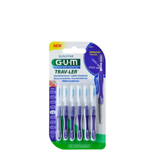 Gum Trav-Ler Brush Heads Fine Cylindrical Size 3 -1.2mm 6 Brush