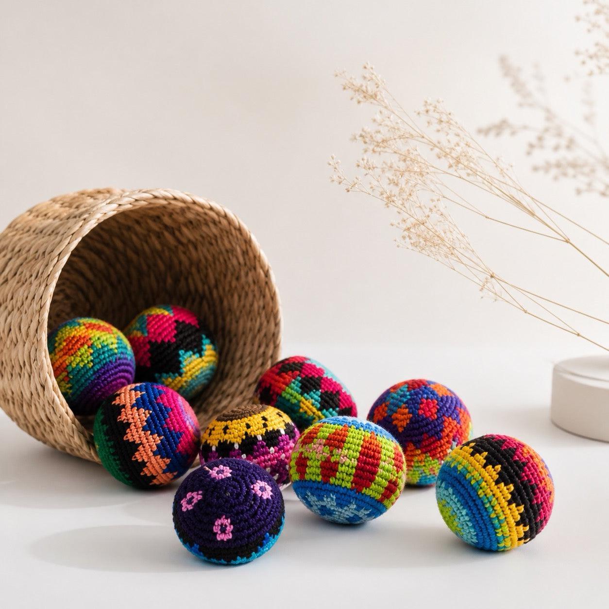 Knit Multicolor Foot Bag Stress Ball Hacky Bag Crochet Sack - Guatemala | Mexico
