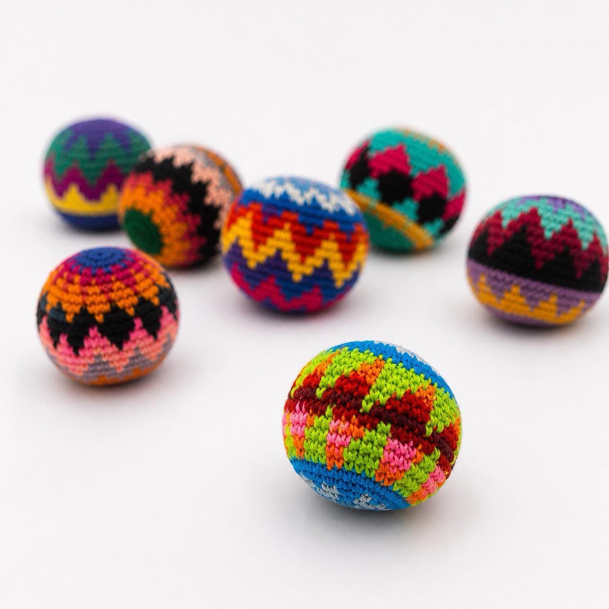 Knit Multicolor Foot Bag Stress Ball Hacky Bag Crochet Sack - Guatemala | Mexico