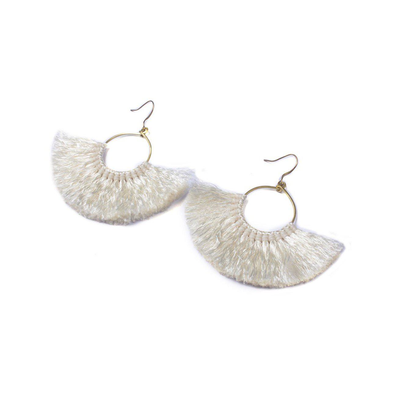 Half Moon Silk Tassel Earrings - Thailand