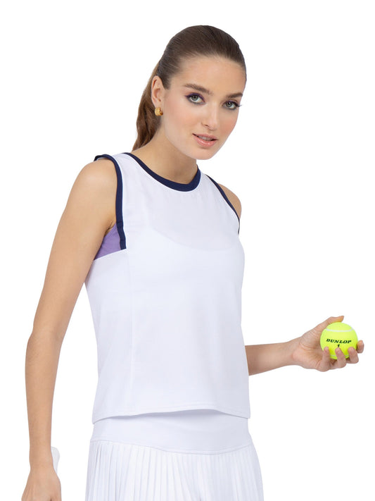 Harper Performance Tank - White/Lavender Combo