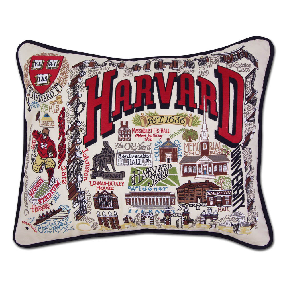 Harvard University Collegiate Embroidered Pillow by CatStudio - Osadia Concept Store