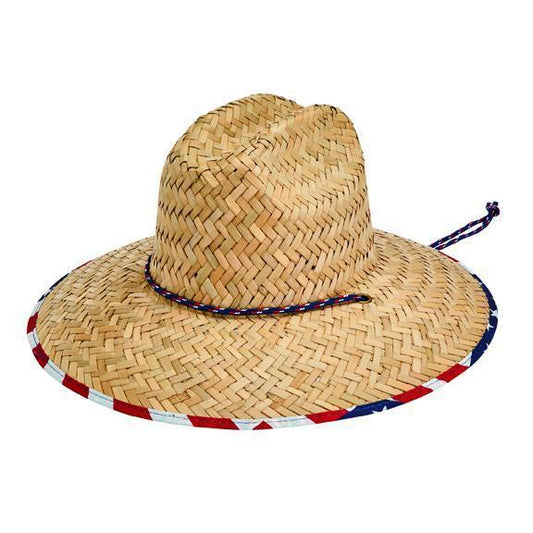 Camp - Men's rush straw lifeguard with under brim print and adjustable chin cord