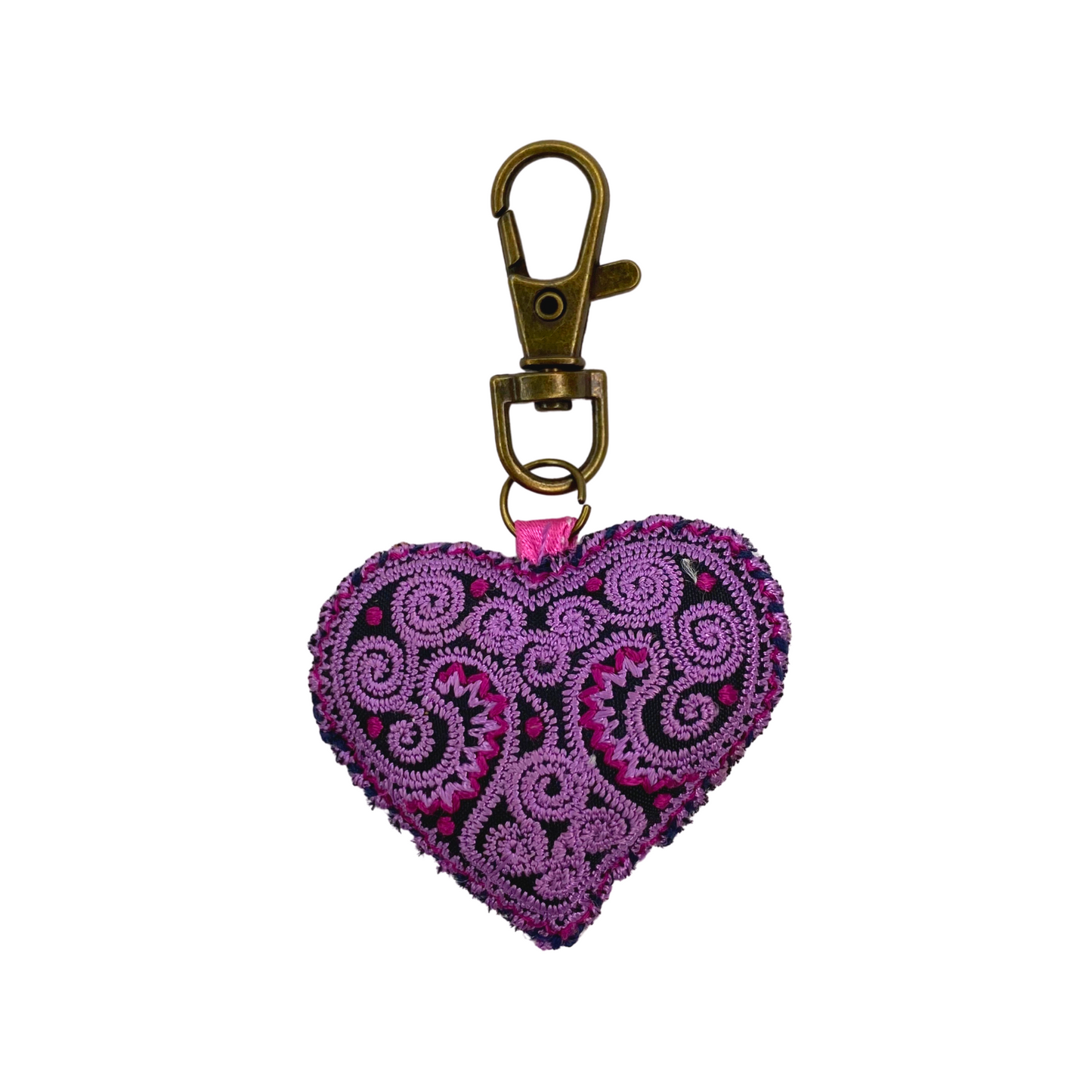 Heart Hmong Embroidered Zipper Pull | Keychain - Thailand