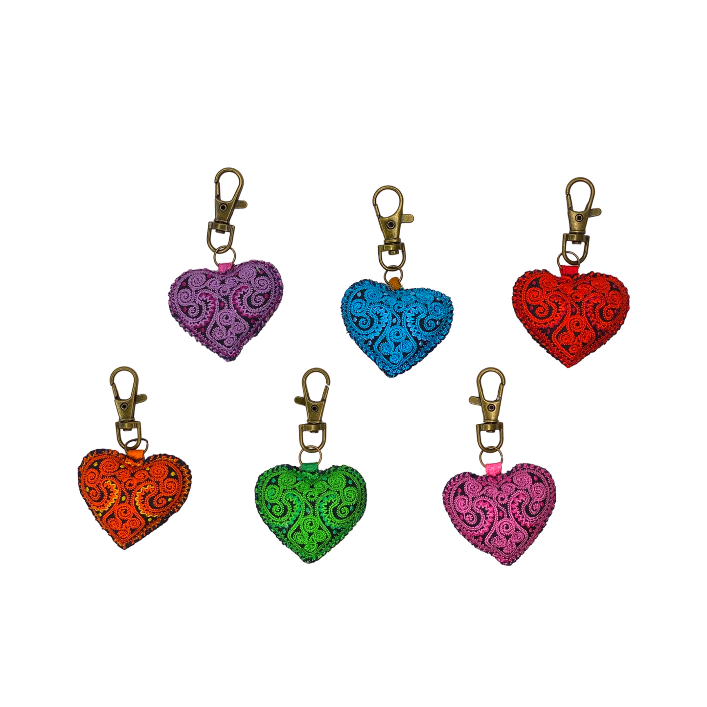 Heart Hmong Embroidered Zipper Pull | Keychain - Thailand