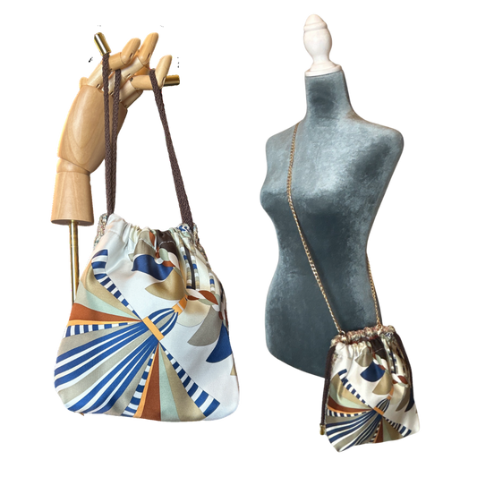 Haute Parure Vintage Scarf Drawstring Crossbody Bag