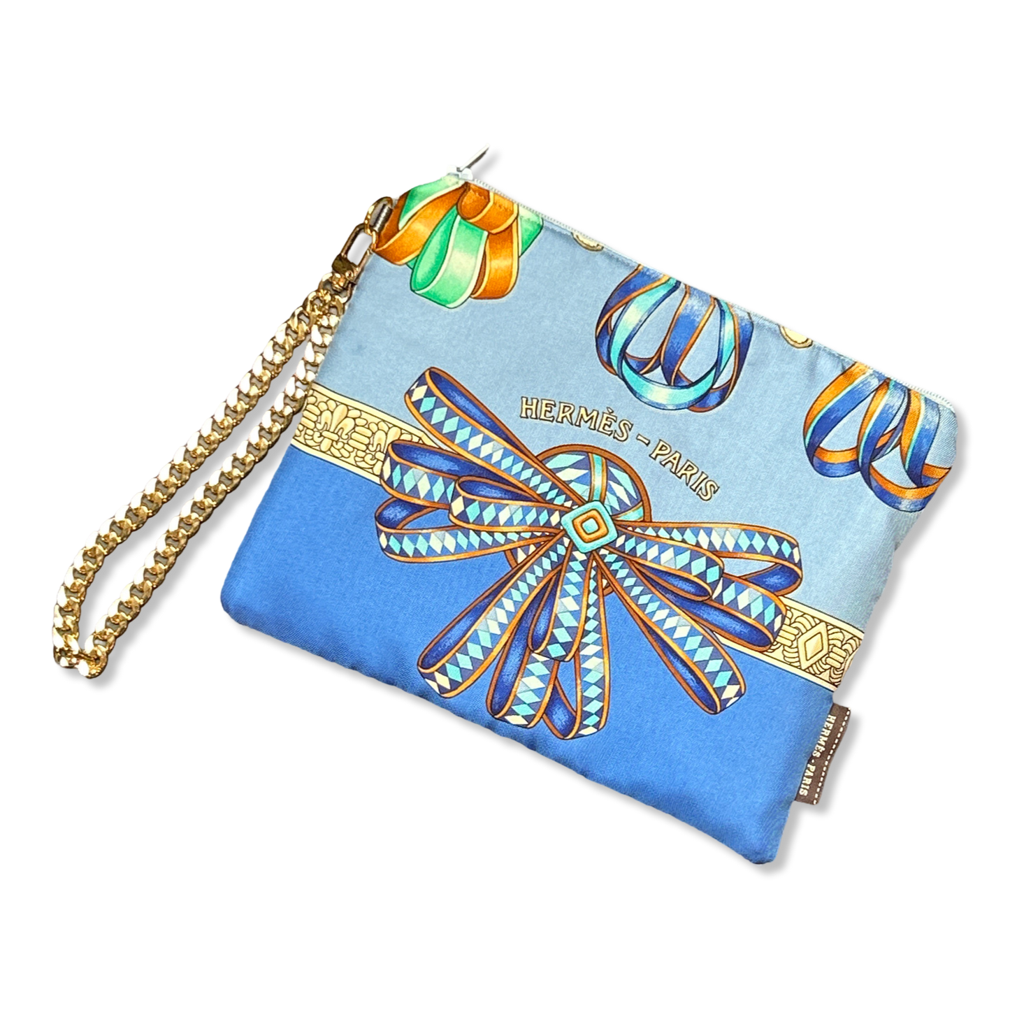 Rubans du Cheval Blue Vintage Scarf Wristlet Bag