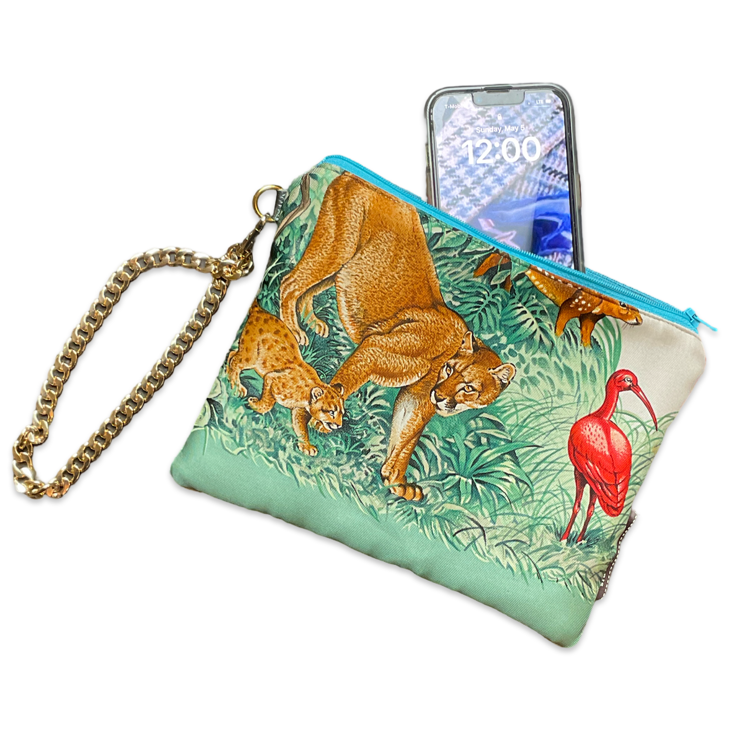Equateur Vintage Silk Scarf Wristlet Bag