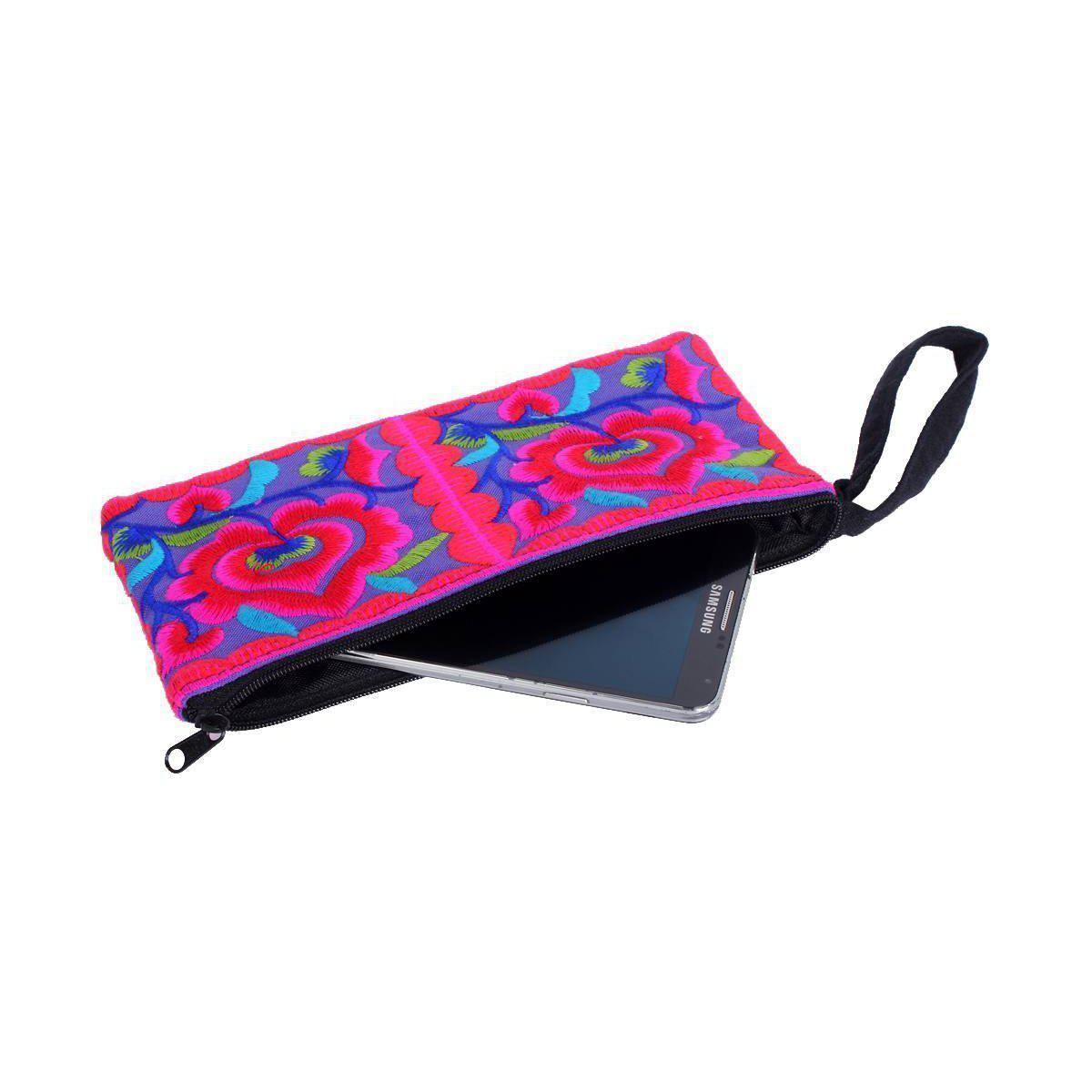 Hmong Embroidered Rectangle Small Wristlet Assorted - Thailand