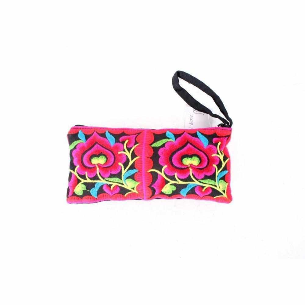 Hmong Embroidered Rectangle Small Wristlet Assorted - Thailand