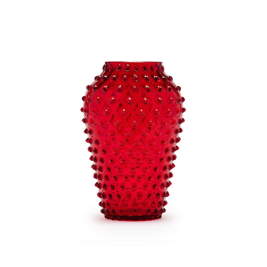 Hobnail Vase - Barrel - Holly Berry