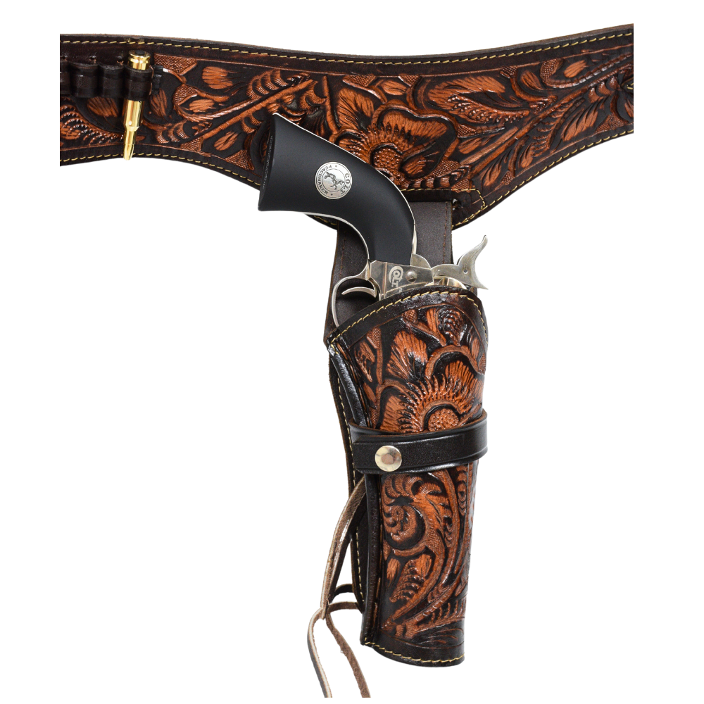 38 / 357 Caliber Revolver Leather Holster Belt - Brown - Osadia Concept Store